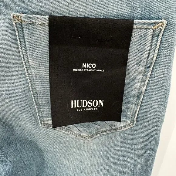 HUDSON NWT Nico Straight Ankle Chewed Hem Denim Jean // 24